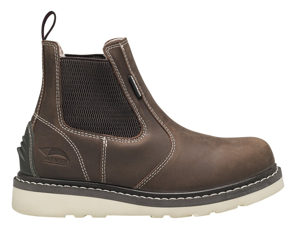 Avenger Work Boots Womens Wedge Slip Resistant Waterproof Brown 7651
