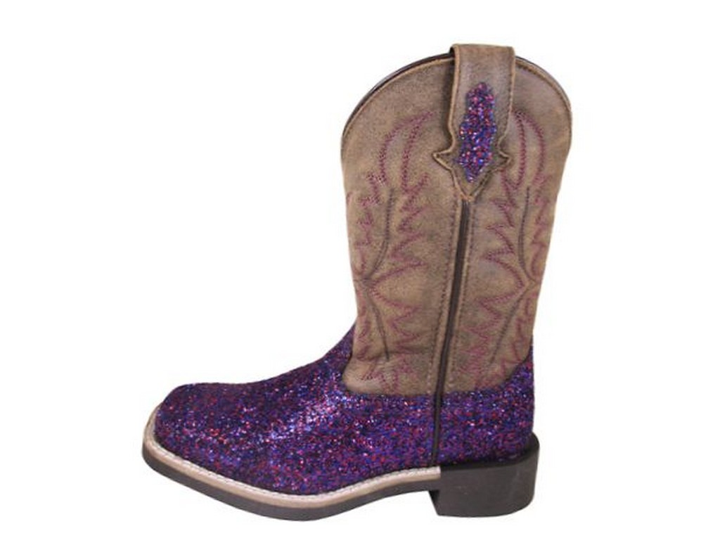 Smoky Mountain Western Boots Girls Ariel Leather Pull On Purple 3164