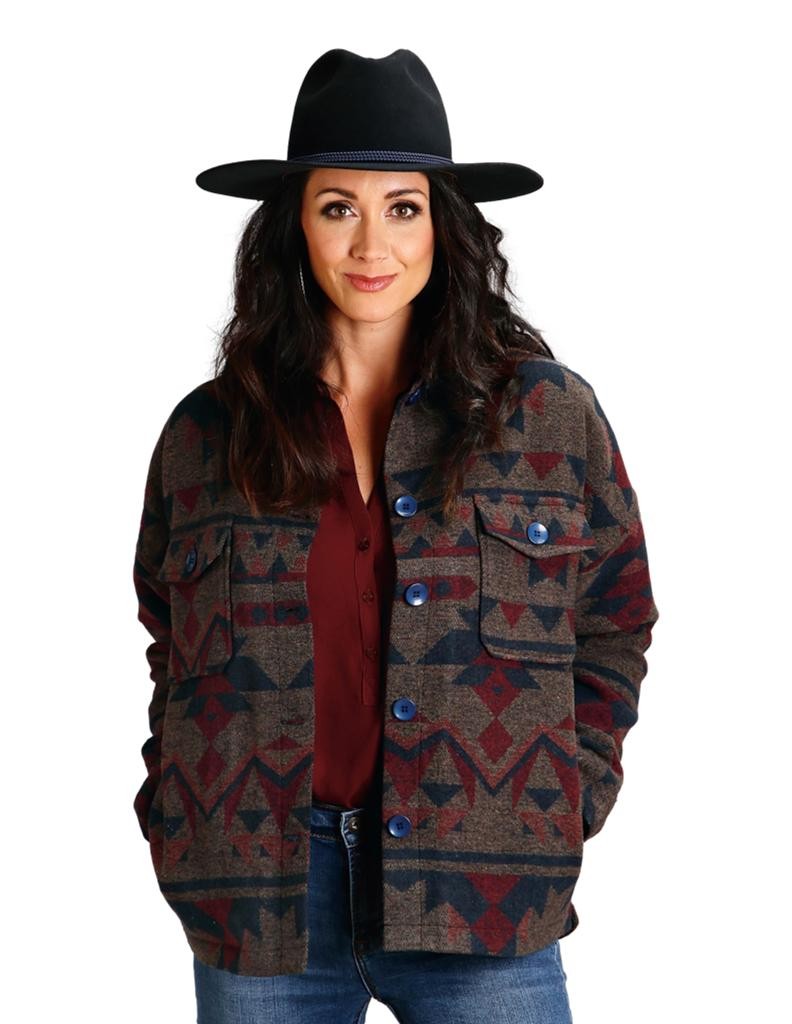 Stetson Western Jacket Womens Aztec Sherpa Blue 11-096-0539-7031 BU