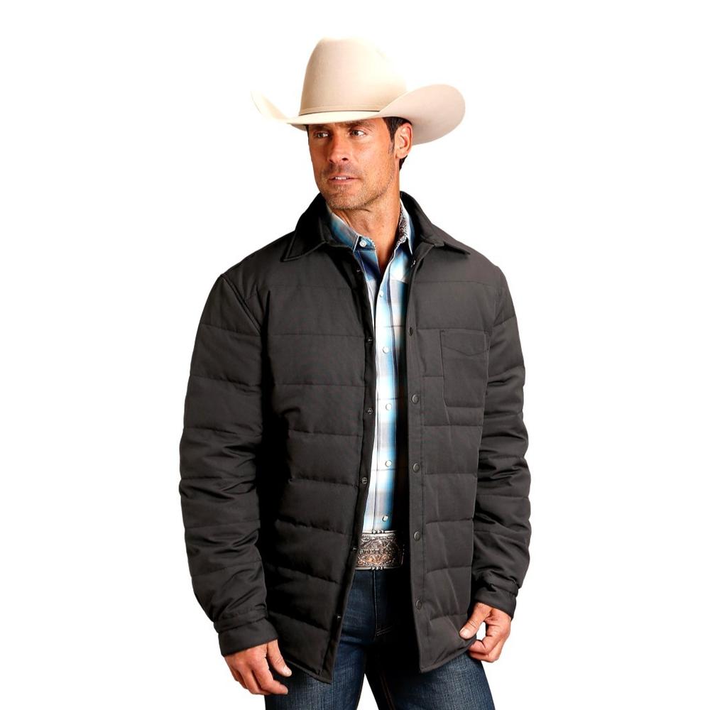 Stetson Western Jacket Mens Snap Canvas Gray 11-097-0119-6067 GY
