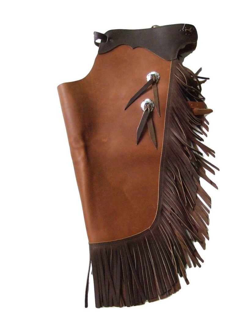 Chaps En Cuir B Bar B – Style Western Authentique, Finition Franges, Vert/marron (occasion)