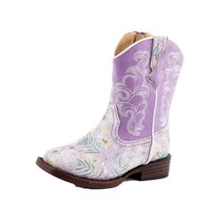 Roper Western Boots Girls Glitter Floral Purple 09-017-1901-2928 PU
