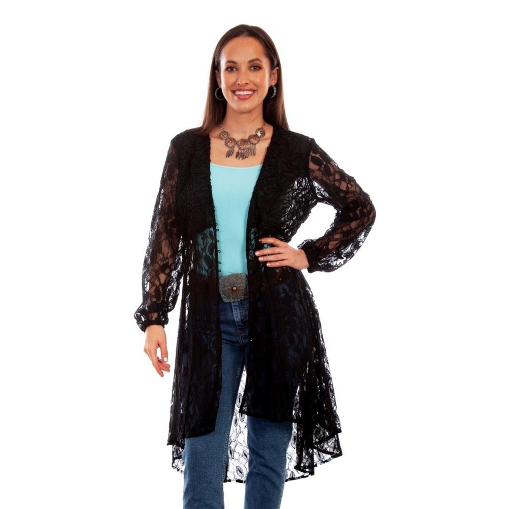 Scully Western Duster Womens L/S Lace Overlay Embroidered F0_HC736