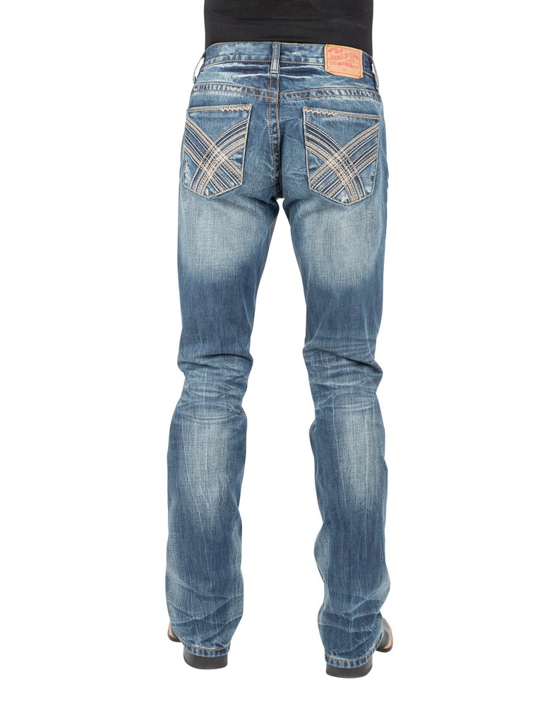 Stetson Western Jeans Men Bootcut Low Rise Blue 11-004-1014-4082 BU