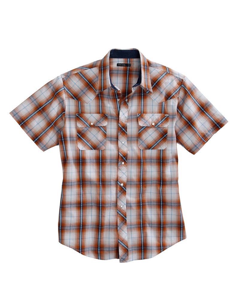 Tin Haul Mens Short Sleeve Snap Diamond Dobby Western Shirt - 2XL