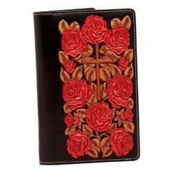 Nocona Western Bible Cover Floral Rose Cross Tooled Black 0651101