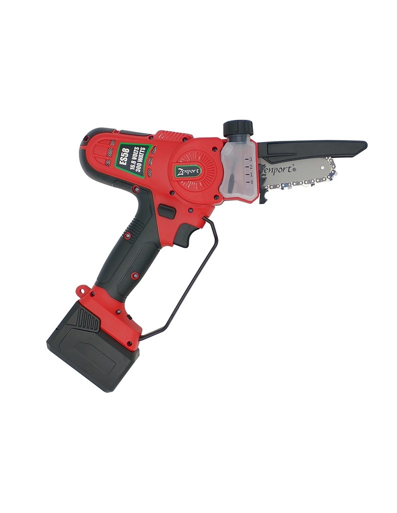Zenport Chain Saw 4" Blade Electric Cordless Battery Red ES58