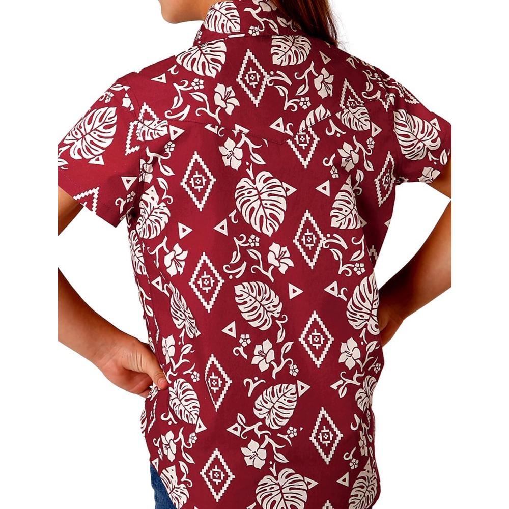 Roper Western Shirt Girls Short Sleeve Tropics Red 03-081-0064-4040 RE