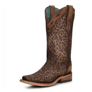 Corral Western Boots Womens Leopard Print Overlay Sand C3788
