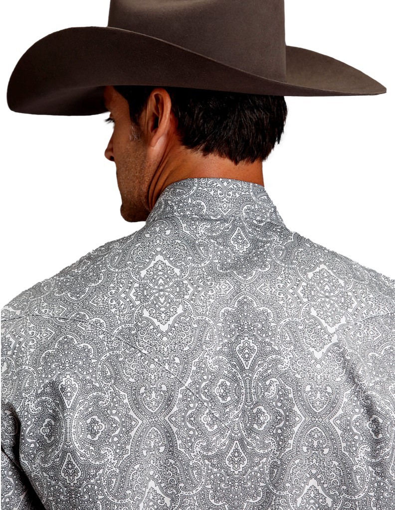 Stetson Western Shirt Mens L/S Snap Paisley Gray 11-001-0425-5007 GY