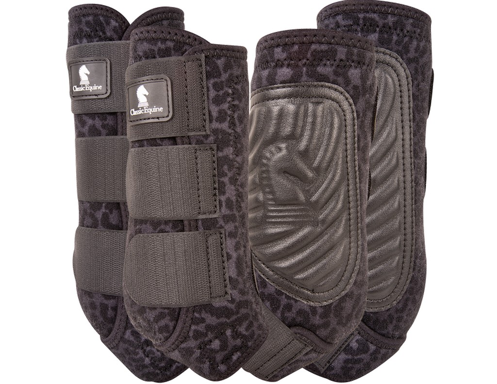 Classic Equine Boots Front Hind Sling Modern M Black Leopard CFFS