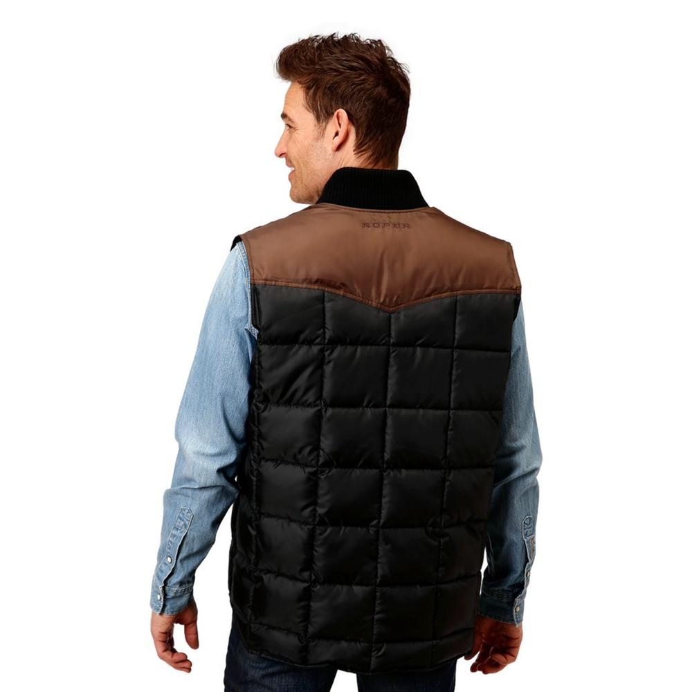 Roper Western Vest Mens Quilted Winter Black 03-097-0763-0531 BL