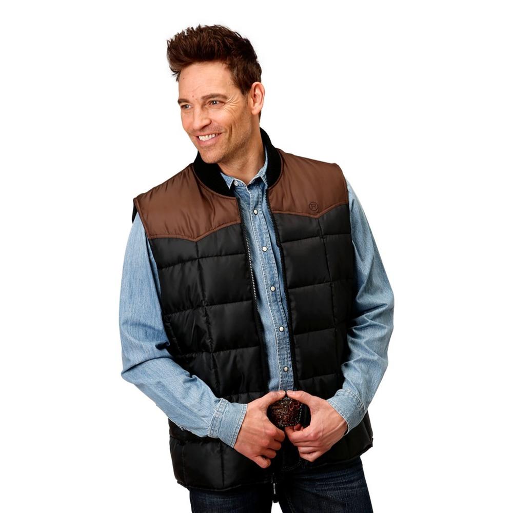 Roper Western Vest Mens Quilted Winter Black 03-097-0763-0531 BL