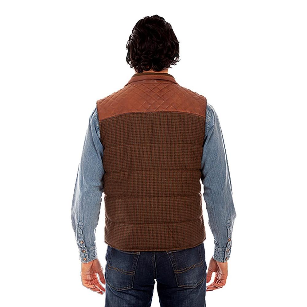Scully Western Vest Mens Leather Trim Quilted Vintage Brown F0_1092