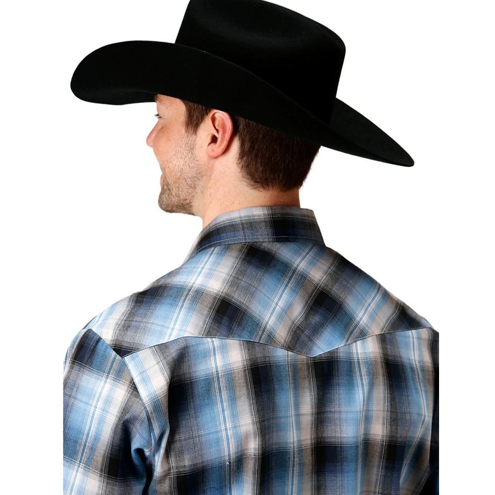 Roper Western Shirt Mens Plaid Long Sleeve Blue 01-001-0101-1000 BU