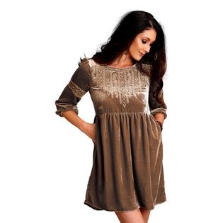 Stetson Khaki Velvet Babydoll Dress Stetson Khaki Velvet Babydoll Dress