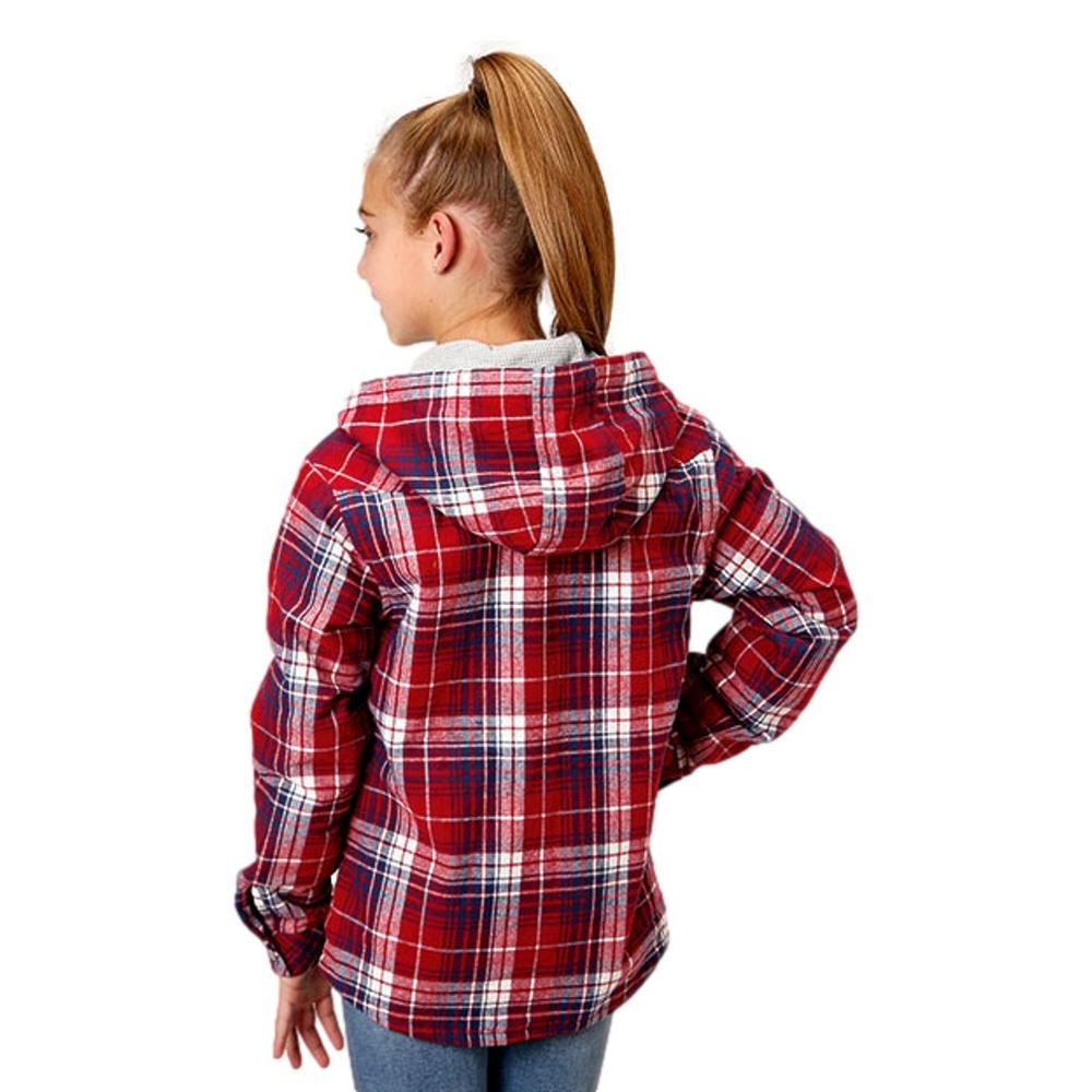 Roper Western Jacket Girls Flannel Plaid Wine 03-298-0119-5695 WI