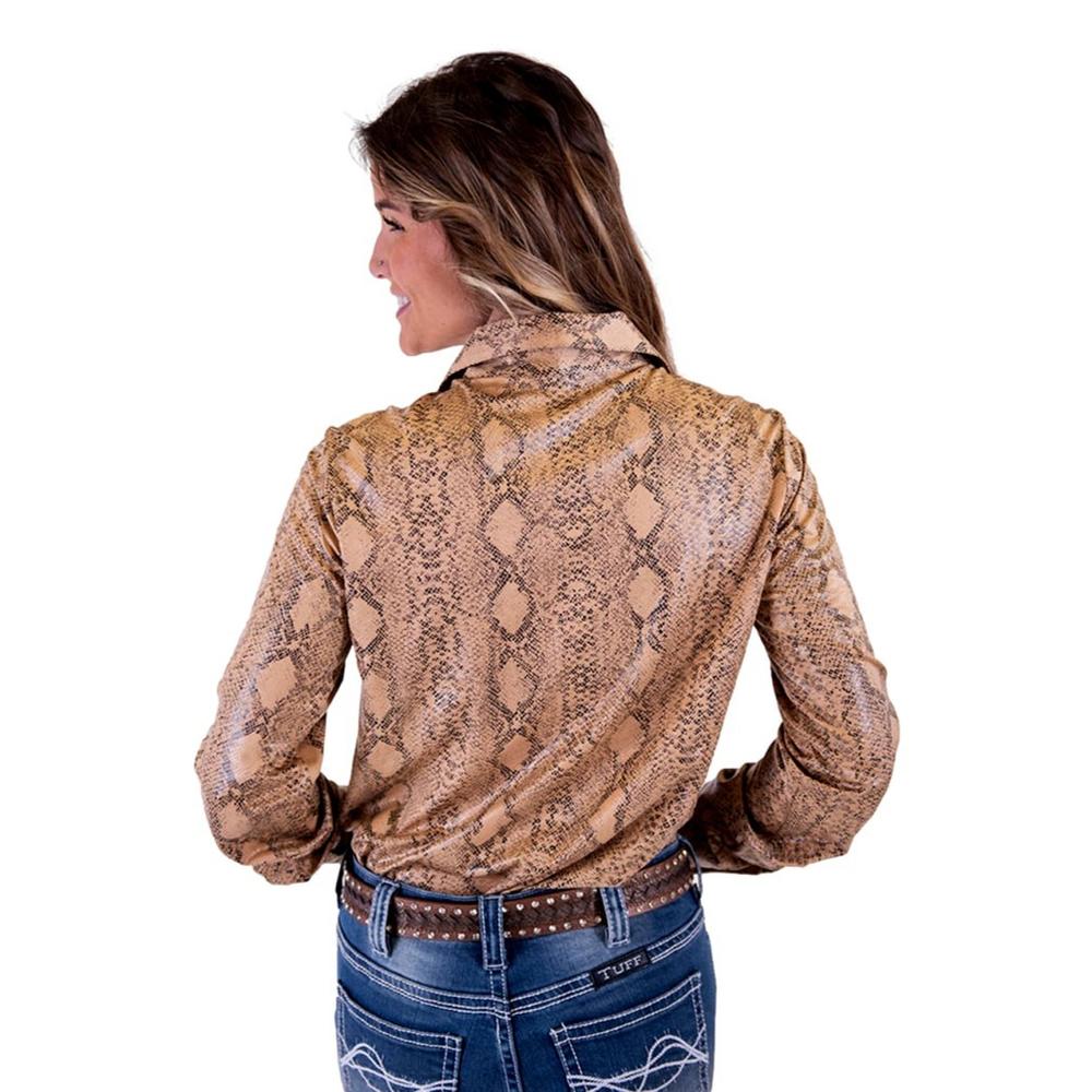 Cowgirl Tuff Western Shirt Womens Long Sleeve Snake Tan 100615
