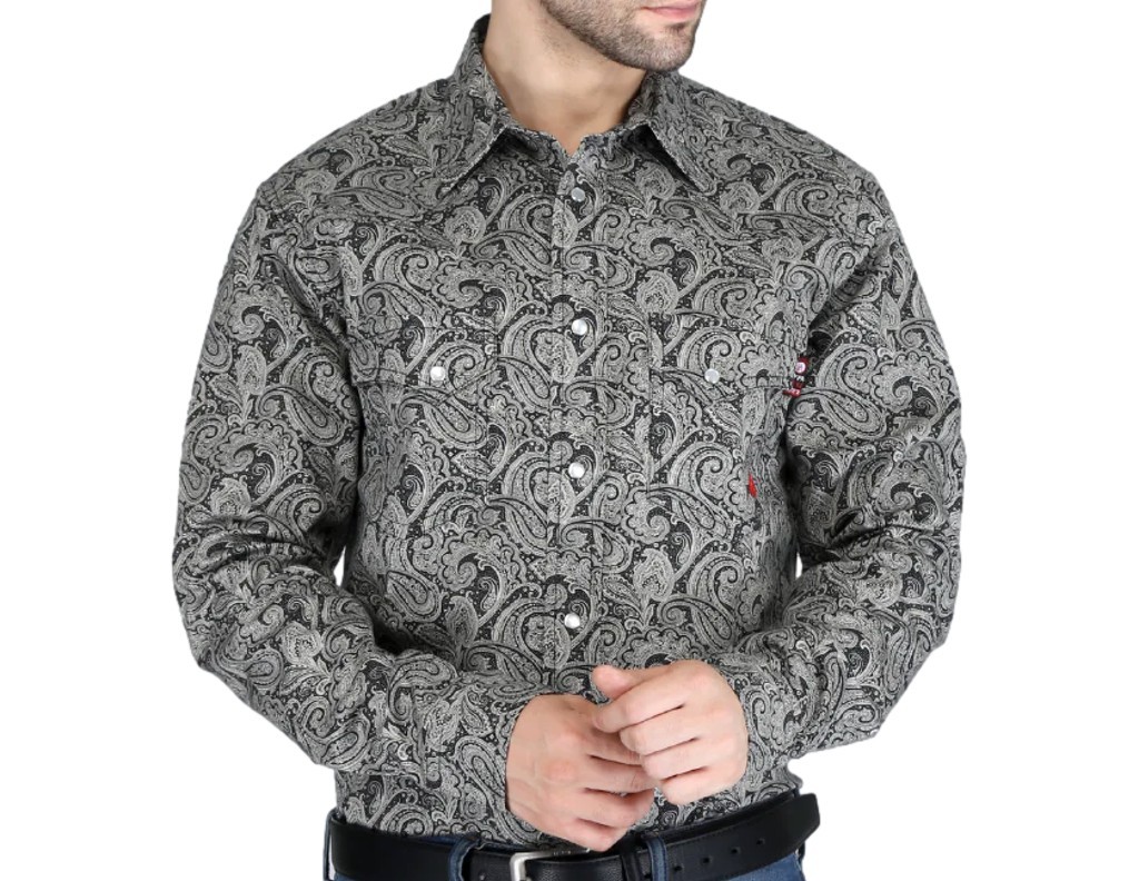 Forge FR Work Shirt Mens L/S Button Paisley Flame Resistant MFRPLDB236