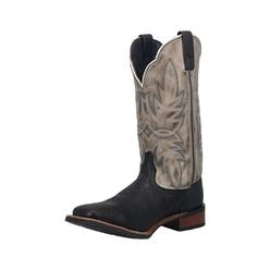 Laredo Western Boots Mens Isaac Stitch Design Leather Black Gray 7910