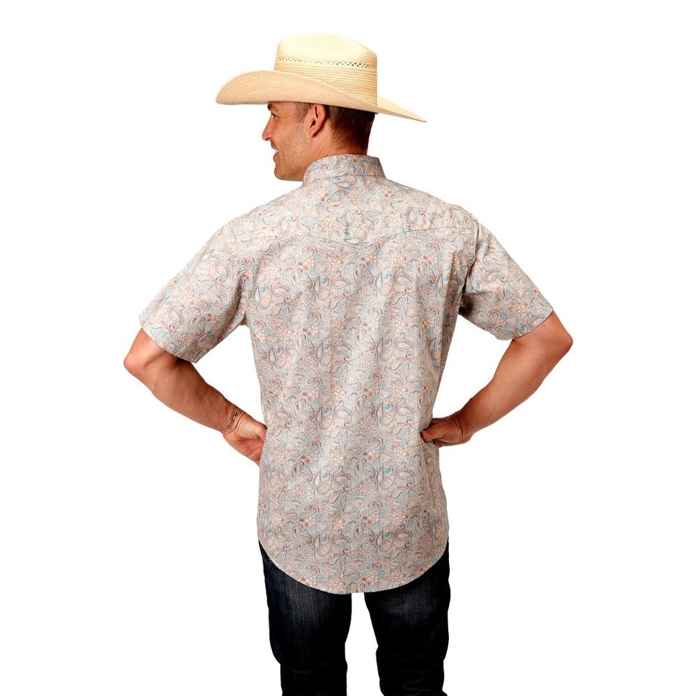 Roper Western Shirt Mens S/S Print Snap Brown 03-002-0064-0466 BR
