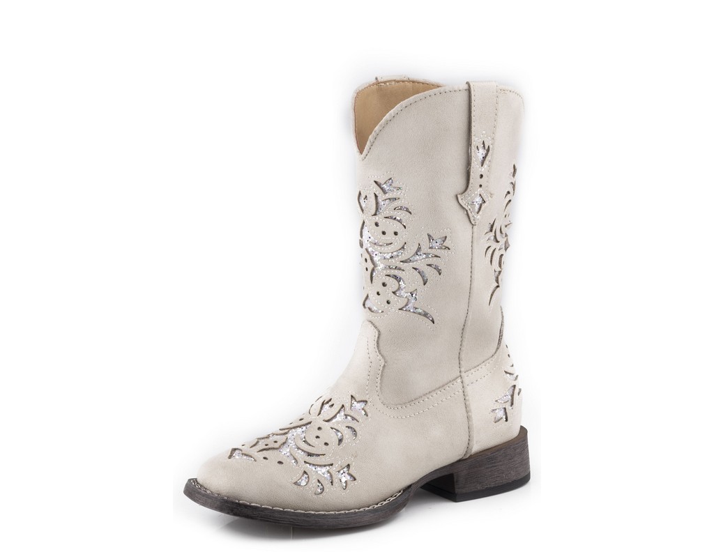 Roper Western Boots Girls Lola Glitter Underlay 0901819033123 WH