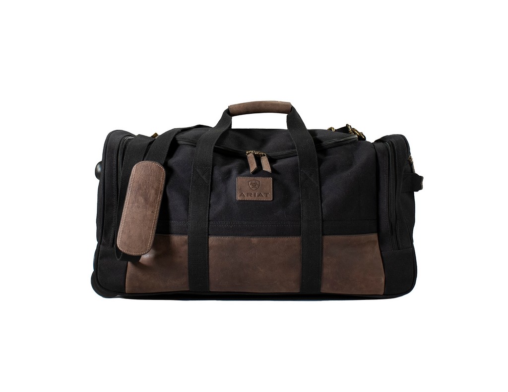 Ariat Western Duffel Bag Rolling Gear Canvas Black Brown A4700018107