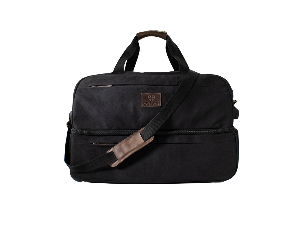 Ariat Western Duffel Bag Rolling Gear Canvas Black Brown A4700019107