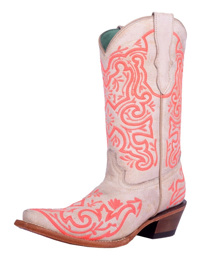 Corral Western Boots Girls Embroidery Snip Toe Pearl Pink T0157