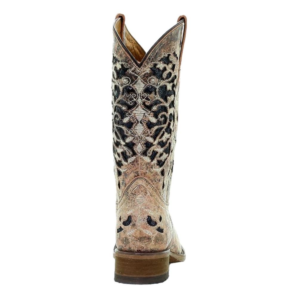 Corral Western Boots Girls Glitter Inlay Embroidery Bronze T0042