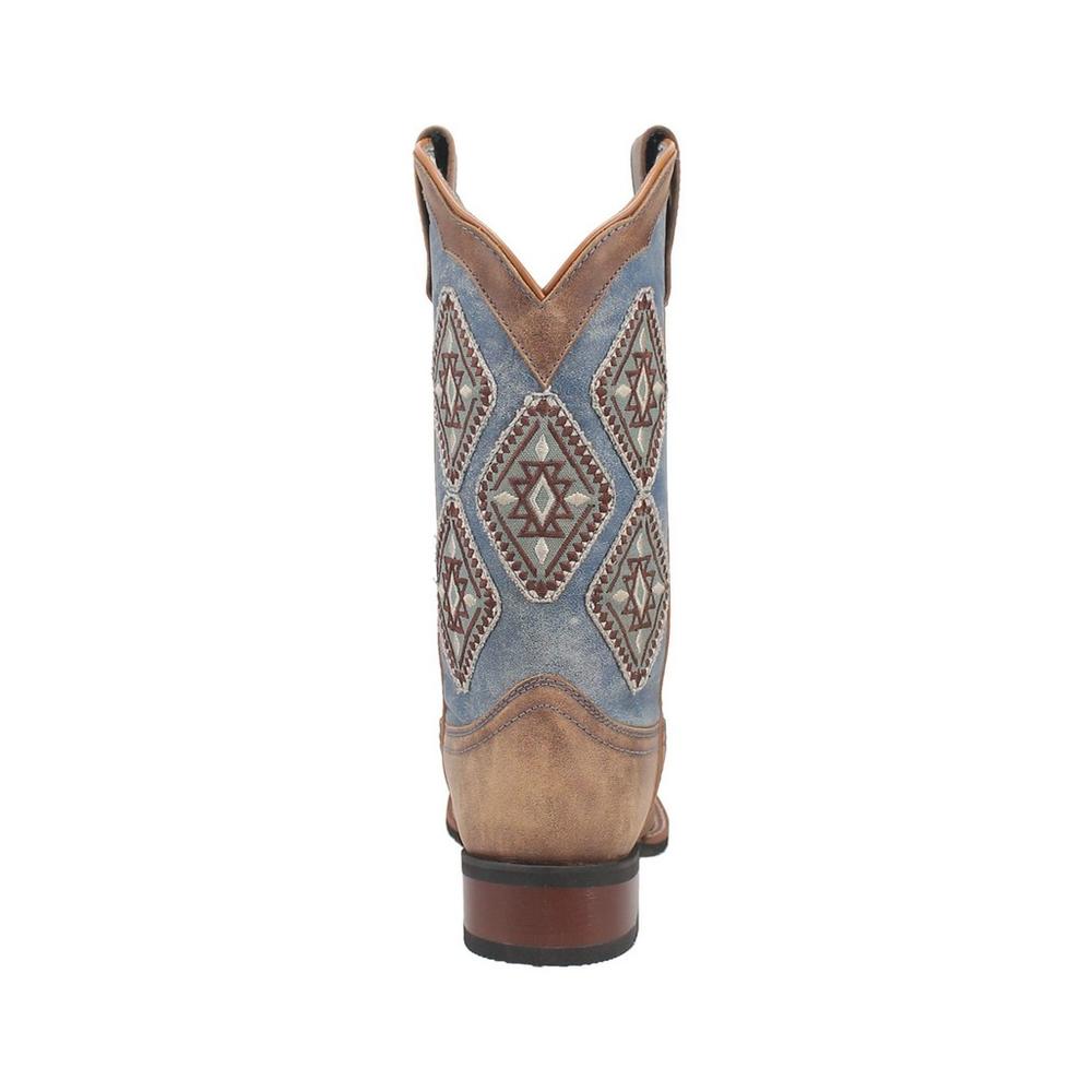Laredo Western Boots Womens 11" Pull On Santa Fe Tan Blue Denim 5969