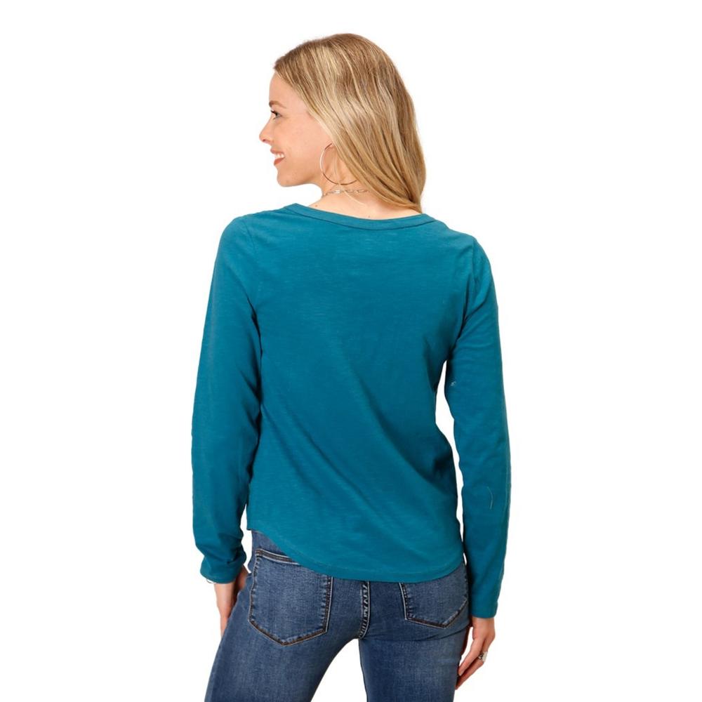 Roper Western Shirt Womens L/S Embroidered Teal 03-038-0513-7091 GR
