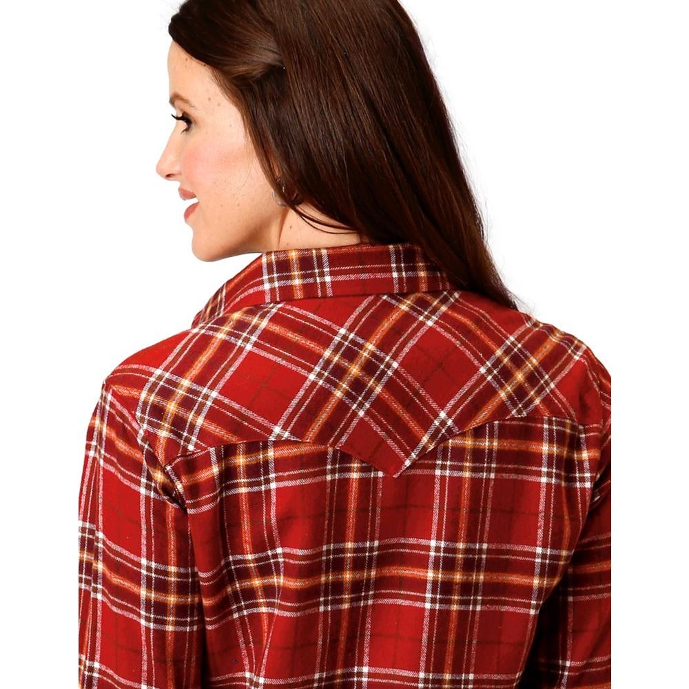 Roper Western Shirt Womens L/S Plaid Flannel Rust 03-050-0522-4697 RT