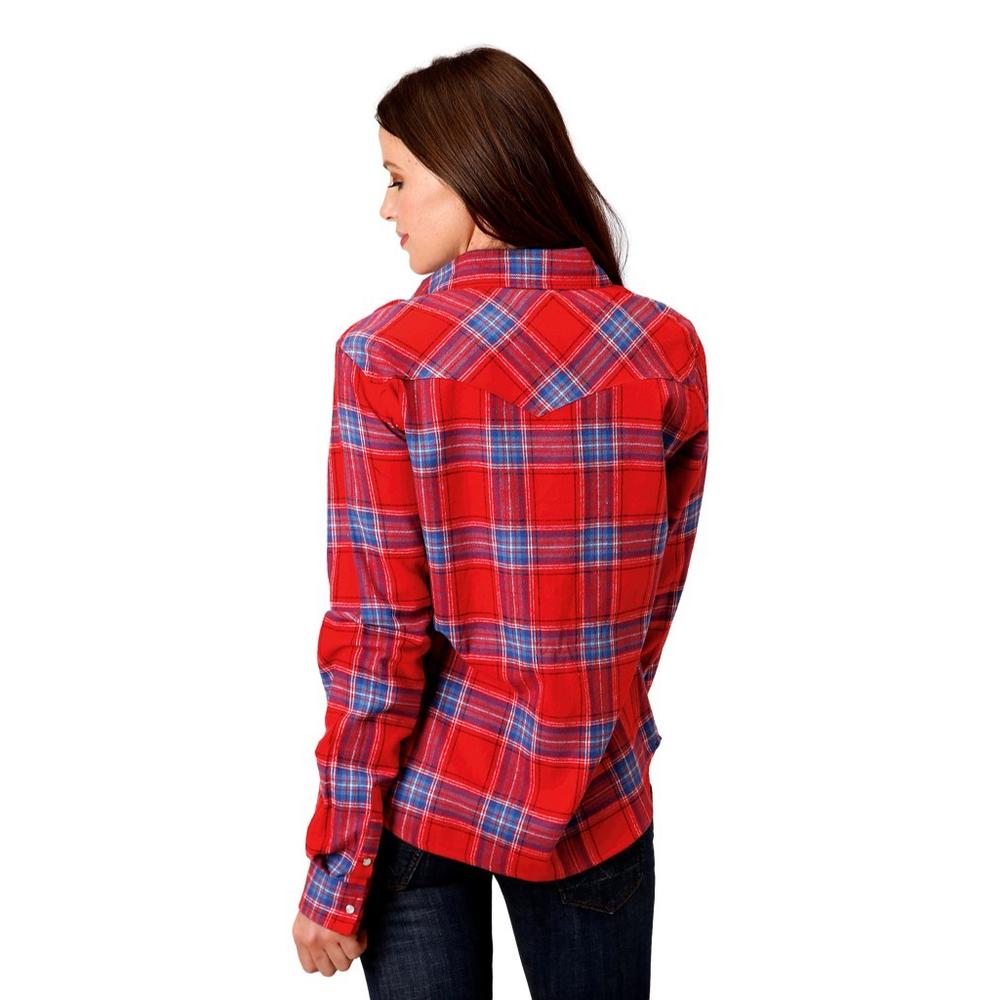 Roper Western Shirt Womens L/S Plaid Flannel Red 03-050-0522-2697 RE