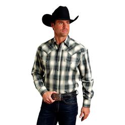 Stetson Western Shirt Mens L/S Ombre Plaid Brown 11-001-0478-6007 BR