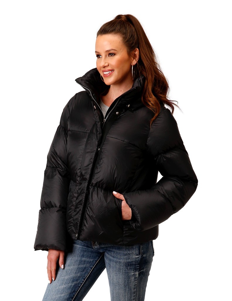 Roper Western Jacket Womens Puffer Hood Black 03-098-0693-6191 BL
