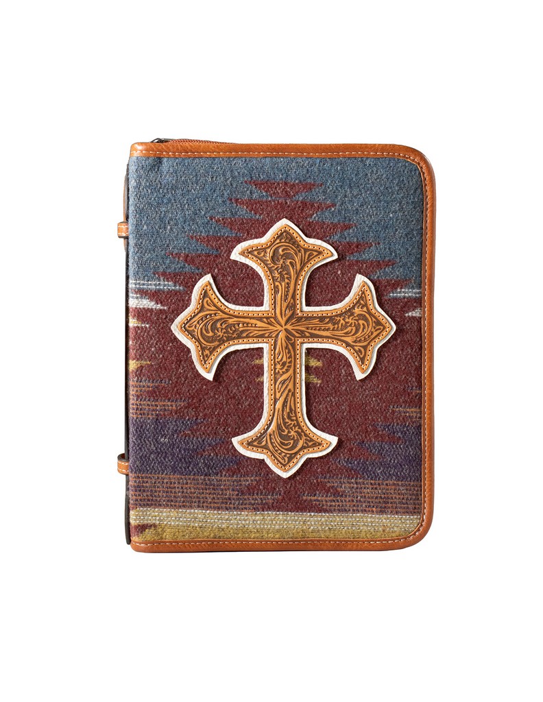 Nocona Bible Cover Cross Carry Handle Embossed Multi-Color 0651897