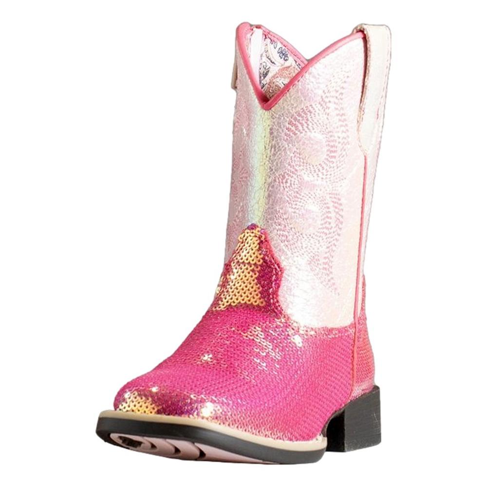 Twister Western Boots Girls Krissy Sequin Square Hot Pink 443004730