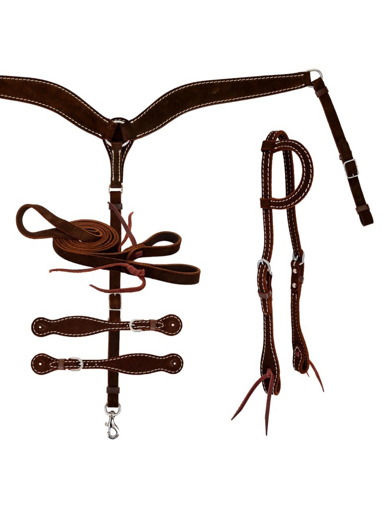 Diamond R Tack Set One Ear Contest Rough Leather Chocolate DR02-TS-SE