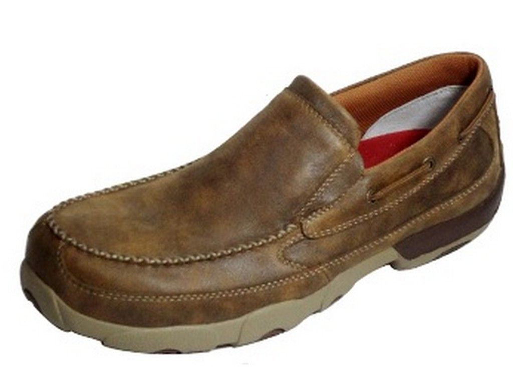 Twisted X Work Shoes Mens Driving Mocs Slip On CT Bomber MDMSC03