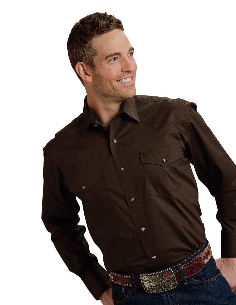 Roper Western Shirt Mens Long Sleeve Snap Brown 03-001-0765-1069 BR