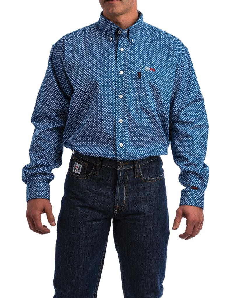 CINCH Work Shirt Mens Flame Resistant L/S Button Royal WLW3002010