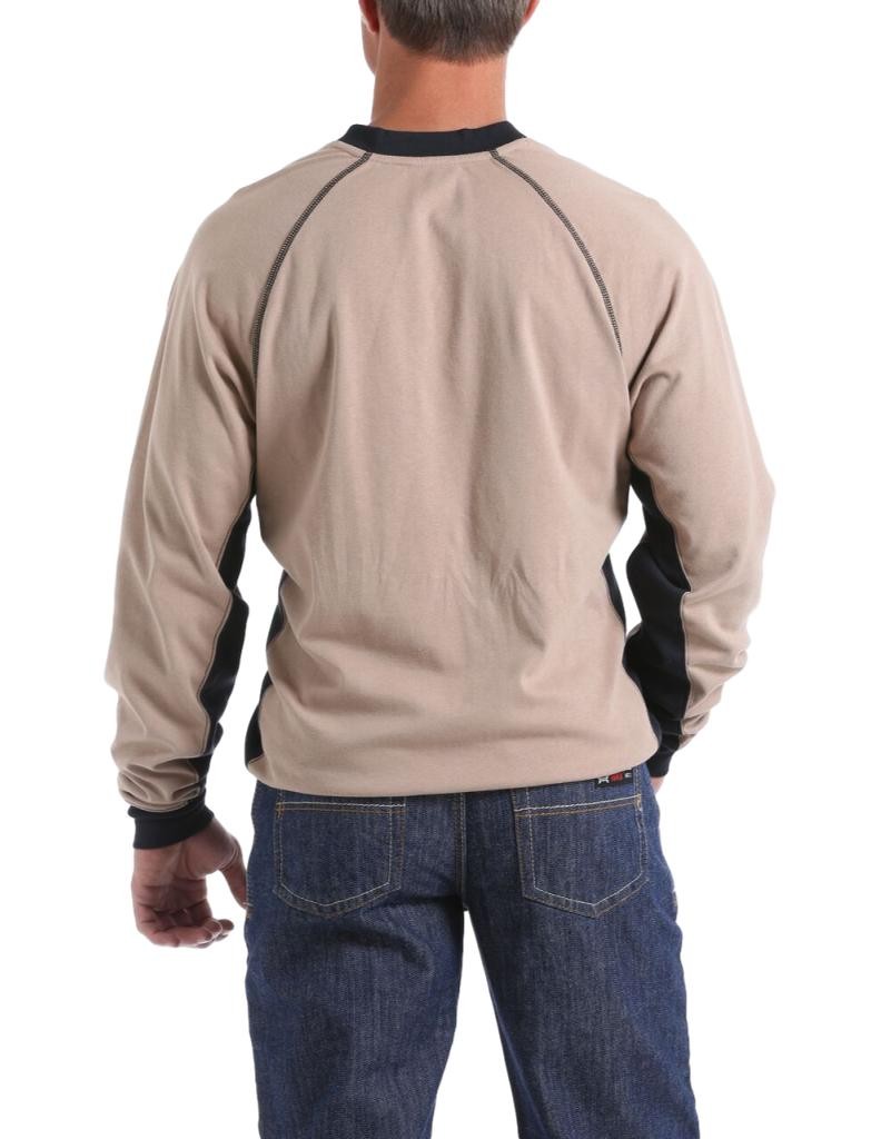 CINCH Work Shirt Mens L/S Flame Resistant Henley Khaki WLK3208001