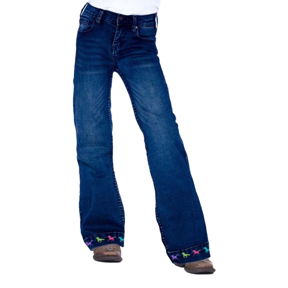 Cowgirl Tuff Western Denim Jeans Girls Ride Fast Dark Wash Gjfatr