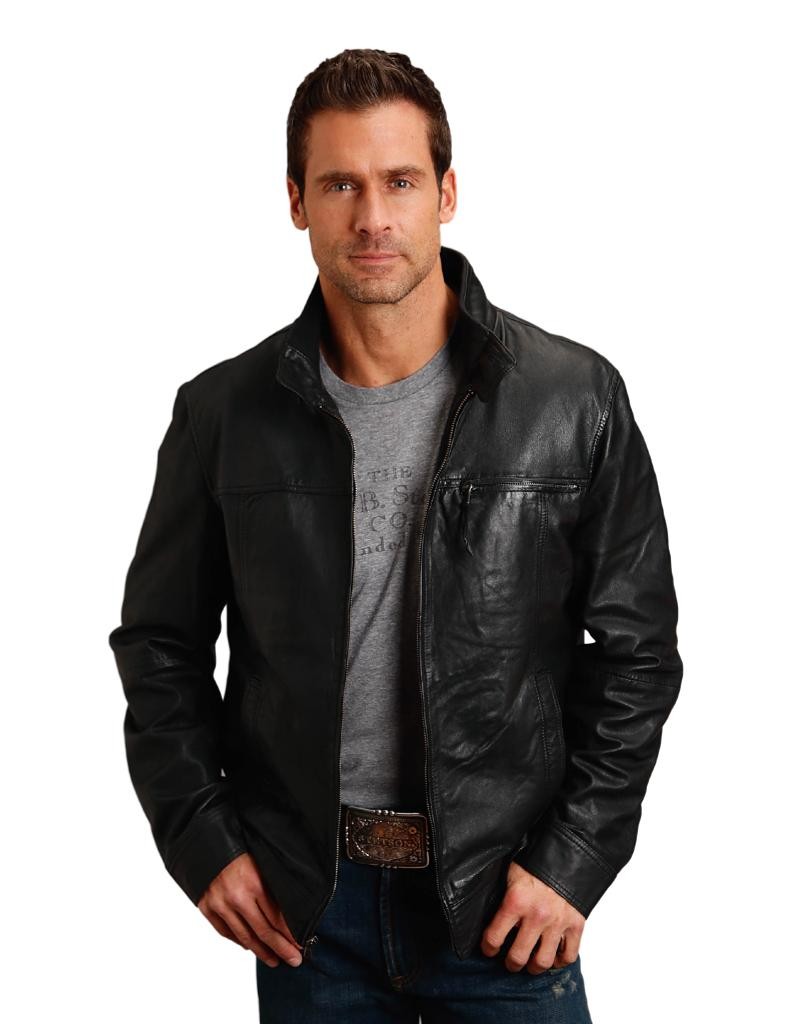 Stetson Western Jacket Mens Leather Zip Black 11-097-0539-6627 BL