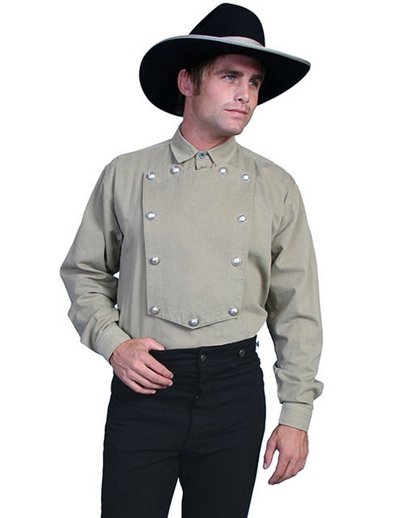 Scully Western Shirt Mens Bib Twill Cotton Long Sleeve 538720