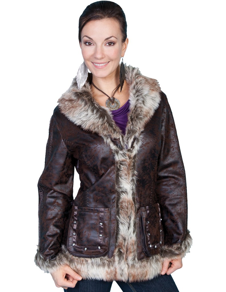Scully Western Jacket Womens Honey Creek Very Soft Faux Fur 8013