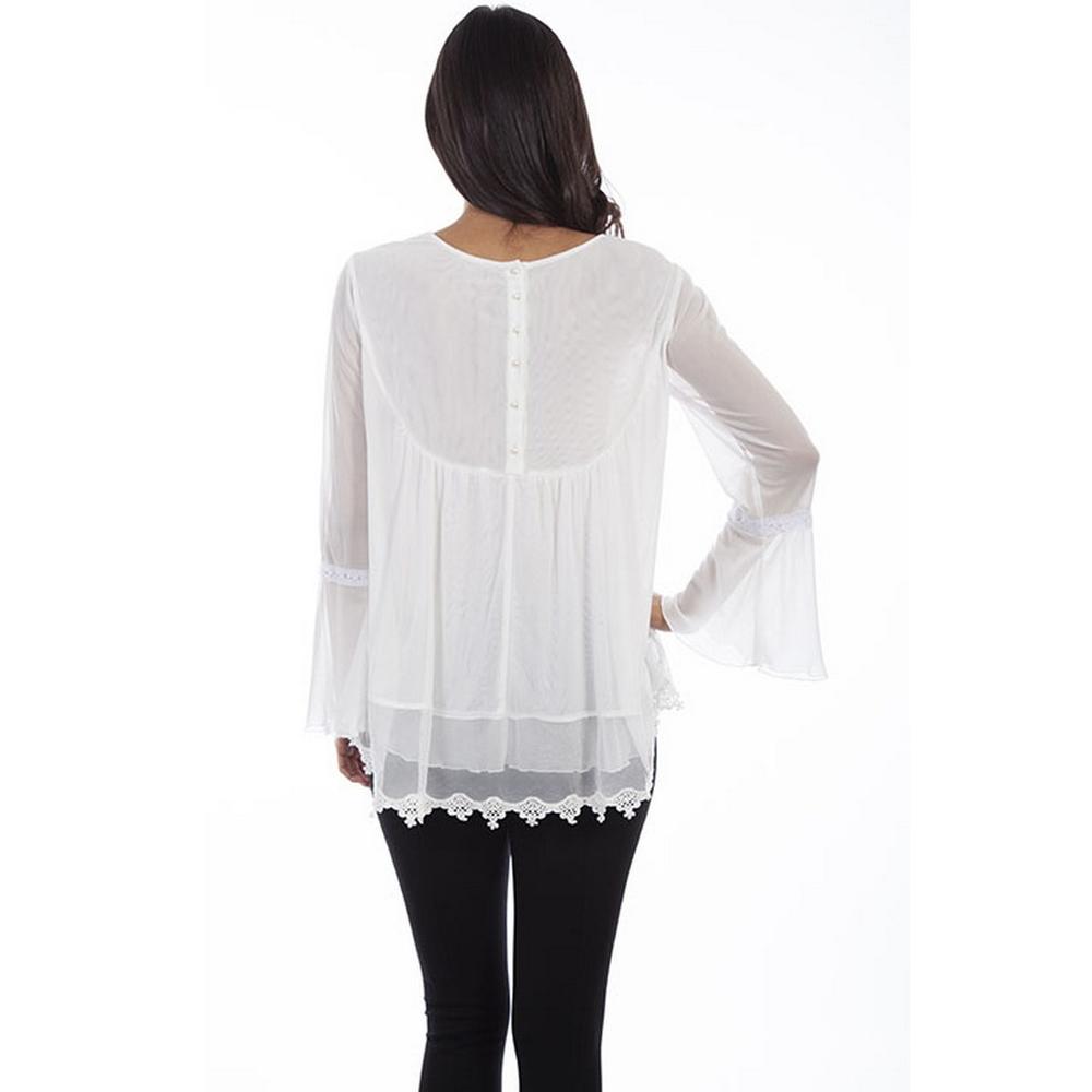 Scully Western Shirt Womens L/S Embroidered Tunic Ivory F0_HC611