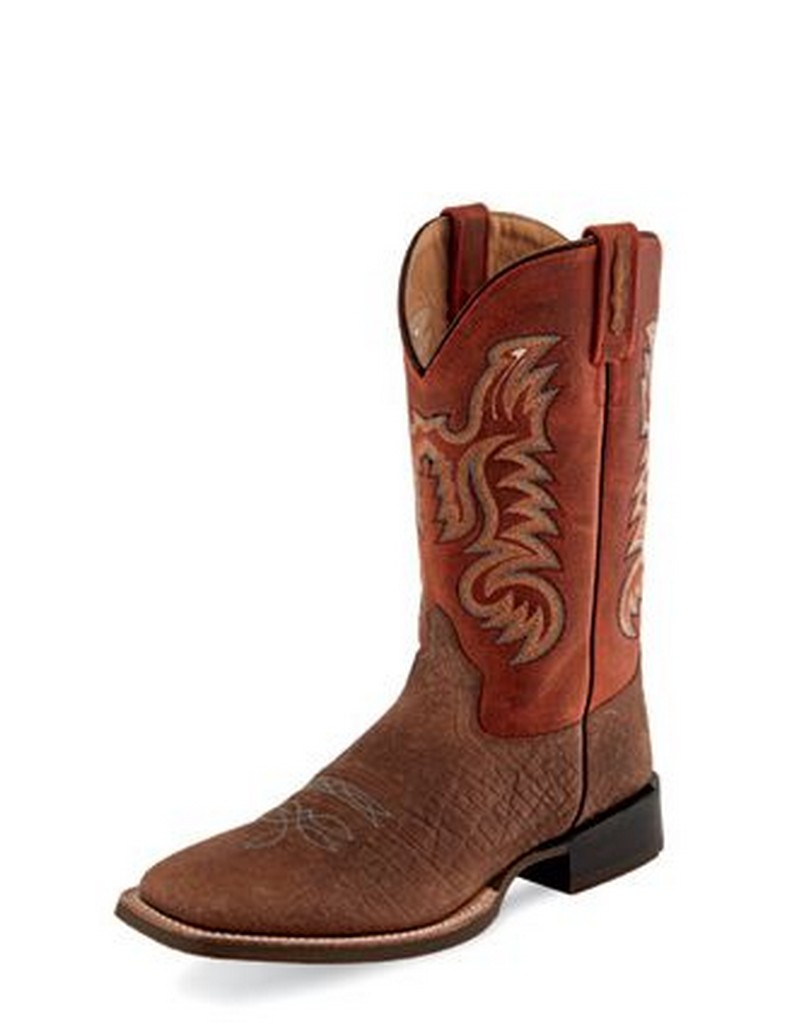 Old West Western Boots Mens Fancy Stitch Leather Lined Red BSM1838