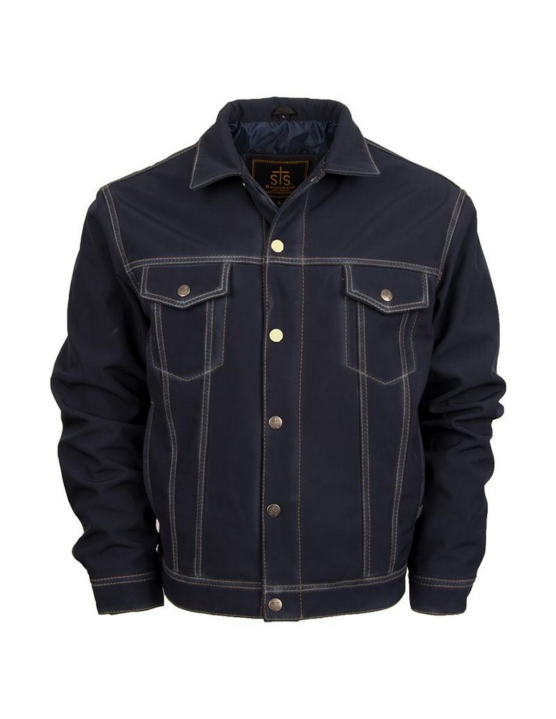 STS Ranchwear Western Jacket Boys Brumby Softshell Button Navy STS9355